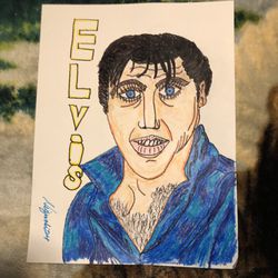 Caricature Of Elvis On 9 X12