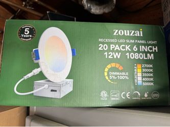 New: Zouzai Recessed LED Slim Panel Light, 20 Pack, 6 “, 12W, 1080LM, Dimmable (5%-100%.)