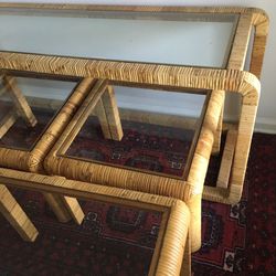 Vintage Tables Wrapped Rattan -Boho  