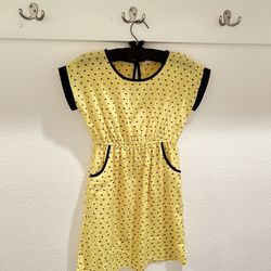 Yellow Dress for Girls Heart Pattern