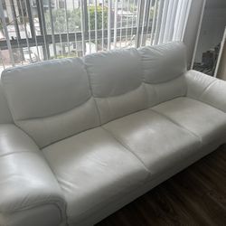 White Leather Couch 