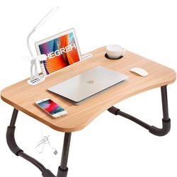 Laptop Bed Desk,Portable Foldable Laptop Lap Desk Tray Table With USB Charge Port/Cup Holder/Storage Drawer,For Bed/Couch/Sofa Working, Reading Wooden