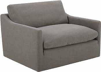 Overstuffed, Oversized, Gray linen chair / Loveseat