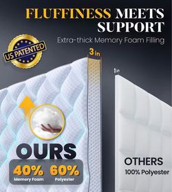 3 Inch Ultra-Fluffy Memory Foam Mattress Topper Full