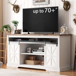 VEELOK Farmhouse TV Stand for 75 Inch TV