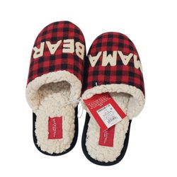 WONDERSHOP TARGET  Women's Red Black Buffalo Plaid Slippers Size Medium 7/8 NWT