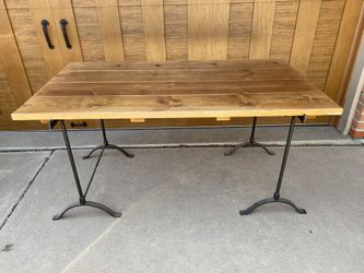 Wood Desktop With Metal Legs