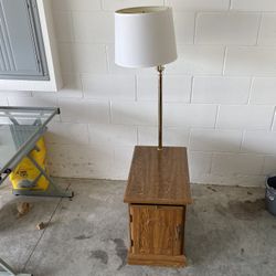 VTG Floor Lamp With A Wooden Table 
