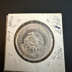 Silver 0.990 Cinco Pesos Coin 1947