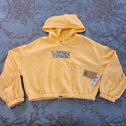Vans Tri-Dye Flying V Yellow Cropped Hoodie Women Size Large
