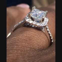  💍 14KT White Gold Princess Cut Diamond Wedding Ring 