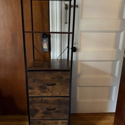 Beautiful Dark Wood & Black Book Shelf (w/ 3 Drawers)