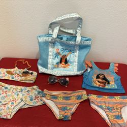 Disney Moana Bathing Suit Glasses & Bag Set - Kids Girls Size 3T & 4 - Simi valley 