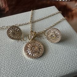 Gold Plated.  $25.    Necklace Pendant And Earrings 