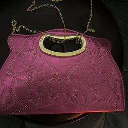 Saidon Fashion Dubai Pink satin gold purse