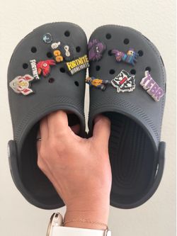 Kids Crocs with Fortnite charms, size J4