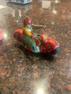 Rare Vintage Tim litho gram tin friction racing motorcycle in good condition
