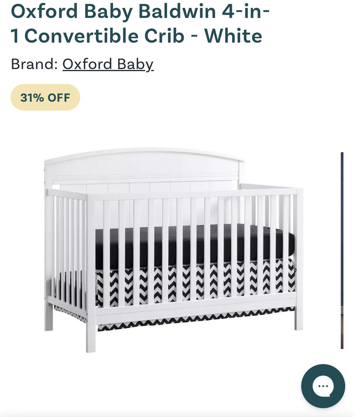 Oxford Baby Baldwin 4-in-1 Convertible Crib – $40 (Negotiable)