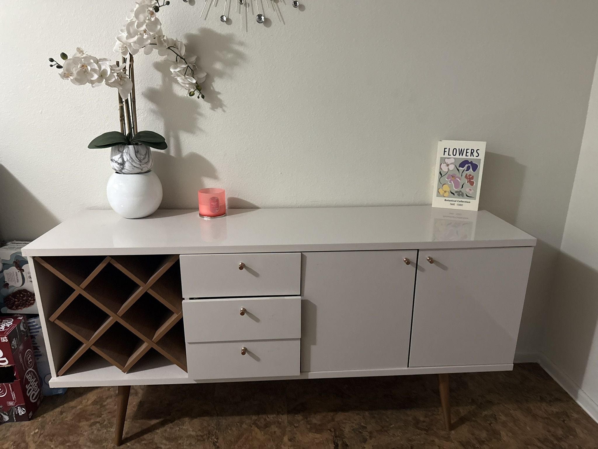 White side buffet table