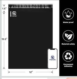 50pcs 12x15.5 Inches Black Poly Mailers Shipping Envelopes