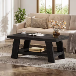 Black 2-Tier Farmhouse Coffee Table
