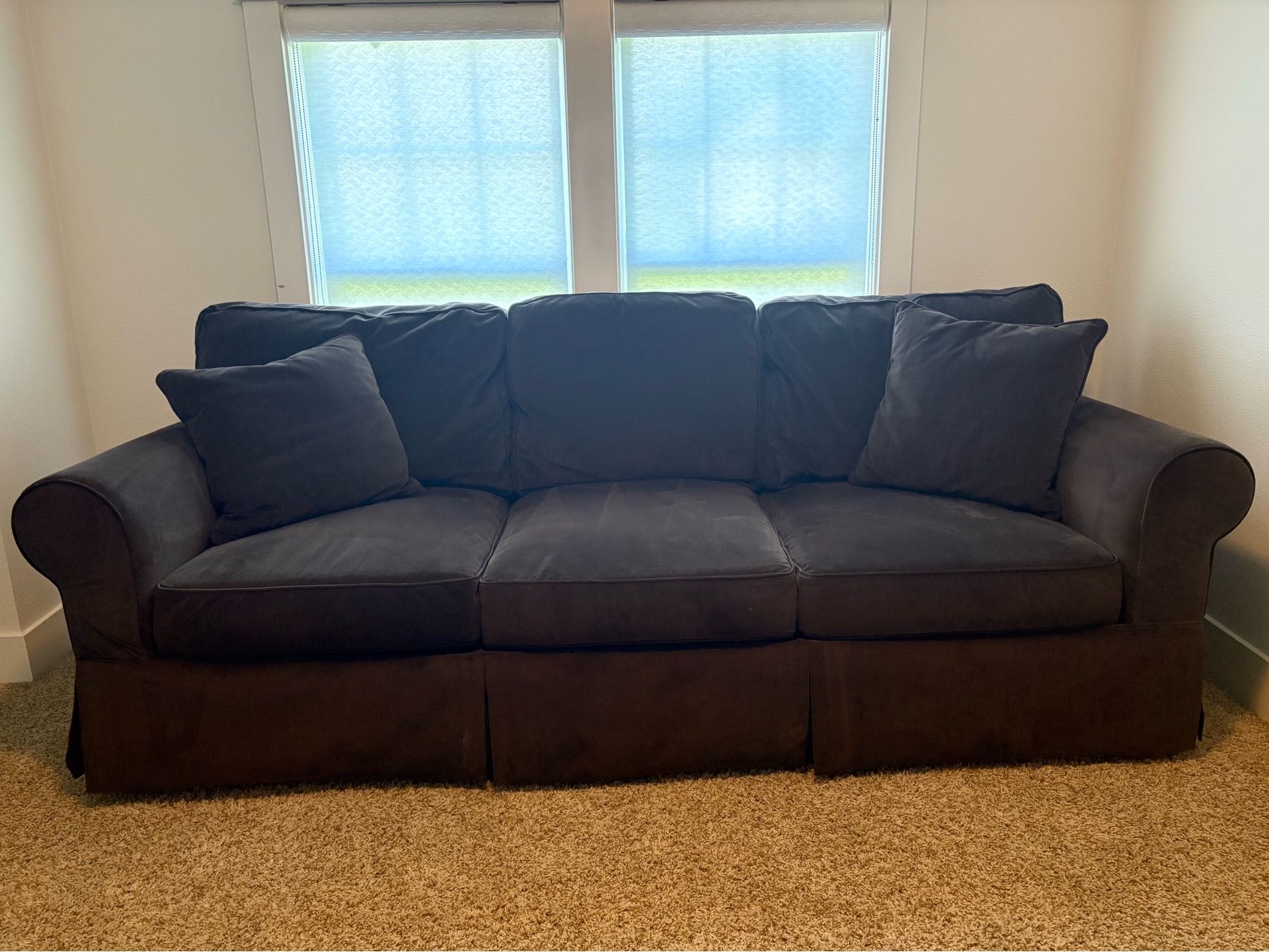 Dark brown sofa. Rarely ever used