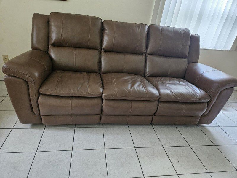  Sofa- Brown Leather Reclining 