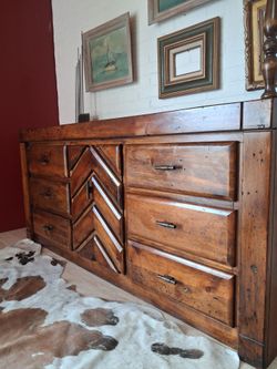 Brutalist lane style vintage rustic dresser.  Delivery