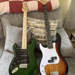 Left handed guitar and bass for behinners