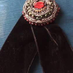 Vintage Beaded Pin On Ribbon