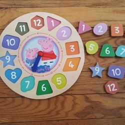 Peppa Pig Shape Sorter Clock Puzzle 12 number pieces and clock