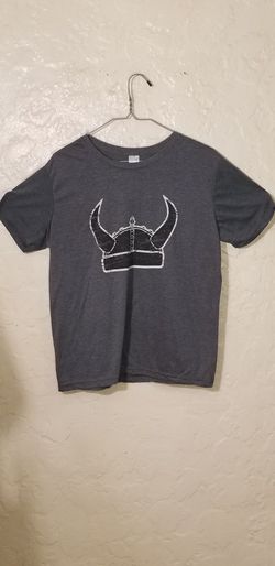 Warrior Dash Viking Helmet Men's Graphic Gray T-shirt Size Large