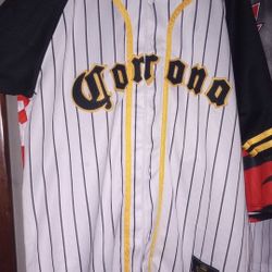 Black/Yellow/White  XXL Corona Extra Mens Baseball Type Jersey 