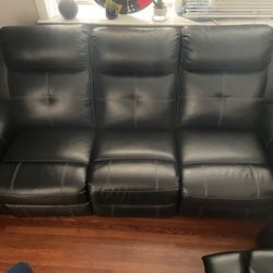 Ashley Furniture Black Leather Couch Set