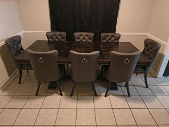 8 Seat Dark Wood Luxury Dining Table
