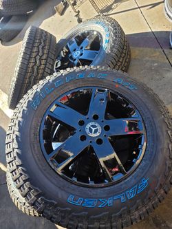 OEM 18' MERCEDES BENZ G-WAGON Glossy Black Wheels With new FALKEN ALLTERRAIN WILD PEAK AT3 TIRES
