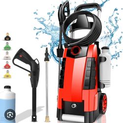 TEANDE Electric Pressure Washer, 3800PSI High Pressure Washer 2.8GPM 1800W Power Washer with Soap Bottle for Cleaning Cars,Garden, DrivewaysRed