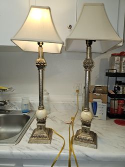 Marble Ball Lamp Pair $40 Obo