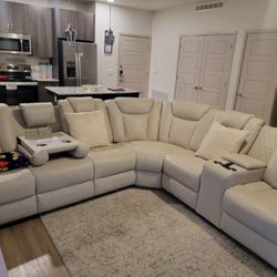Genuine White Leather Couch