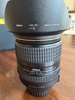 Nikon Nikkor 24-120mm f/4 AF-S F Mount lens SWM VR ED IF Aspherical 77mm Lens with HB-53 Hood