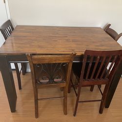Solid Wood Dining Table Set with 4 Chairs - Good Condition
