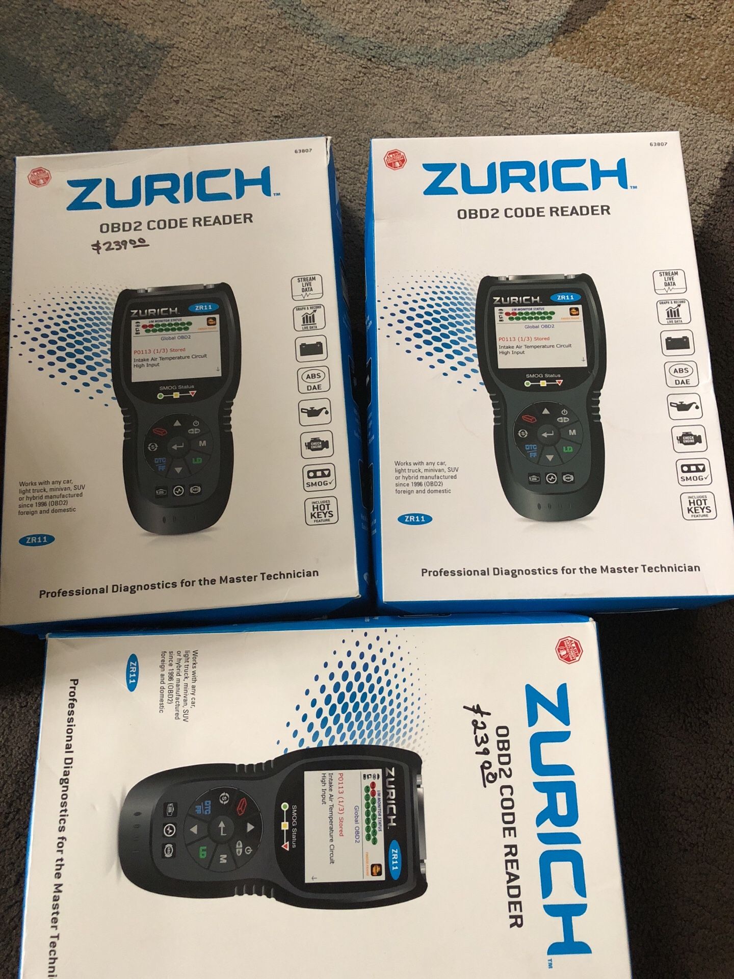 Zurich ZR11 OBD2 Code Reader with ABS ($95 each)