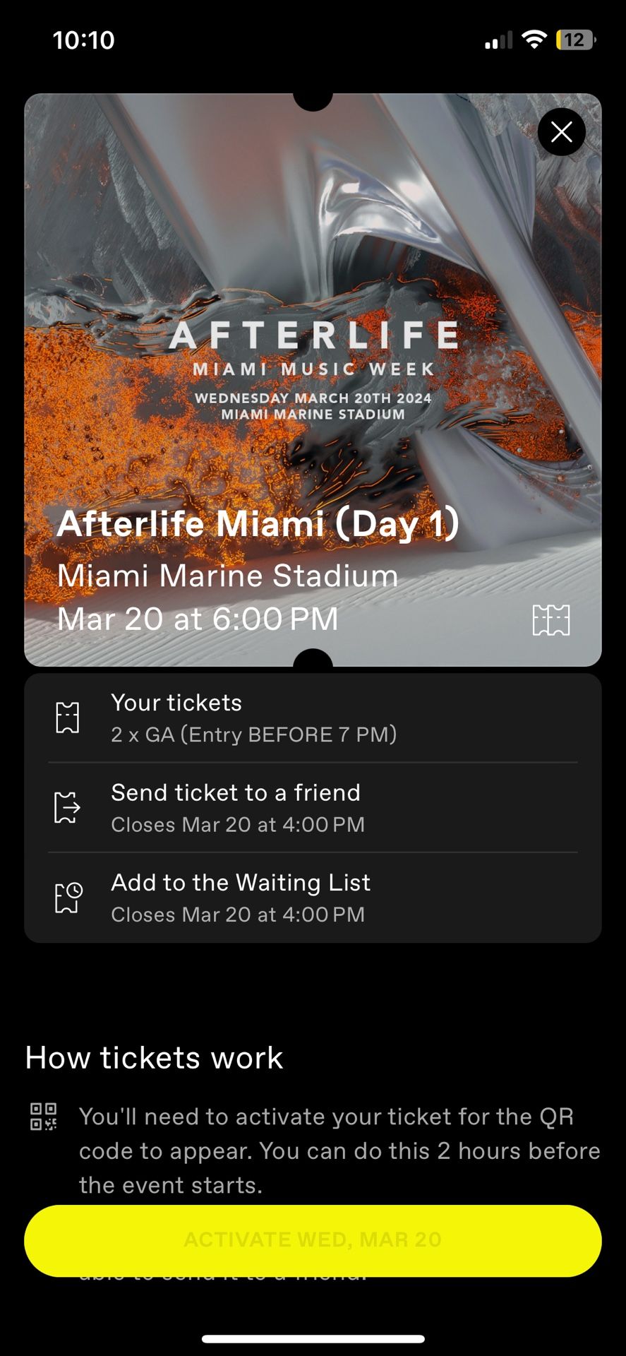 Afterlife Day 1 Ticket For 2 BEFORE 6PM