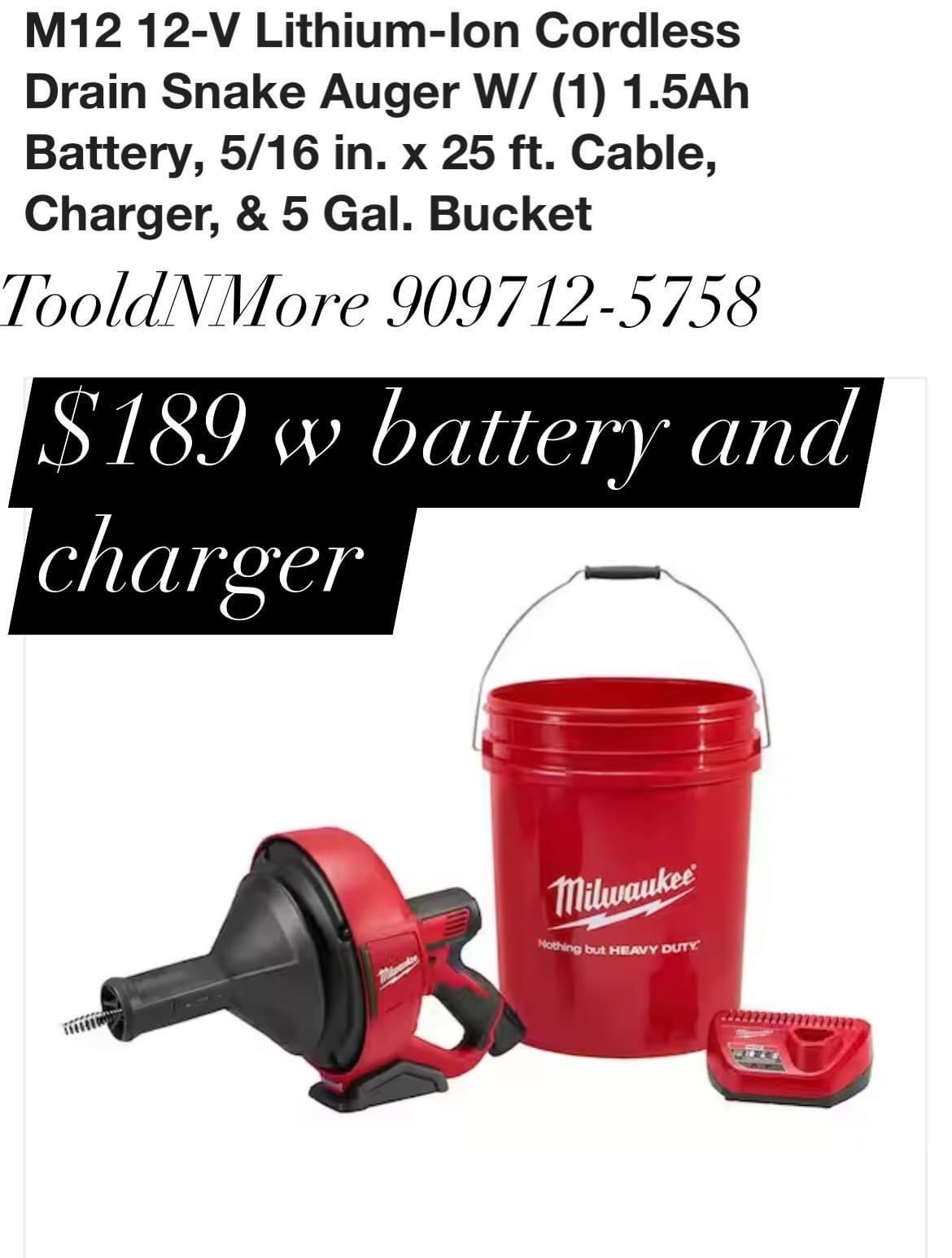 Jet Drain Snake 25feet   With Battery And Charge Only