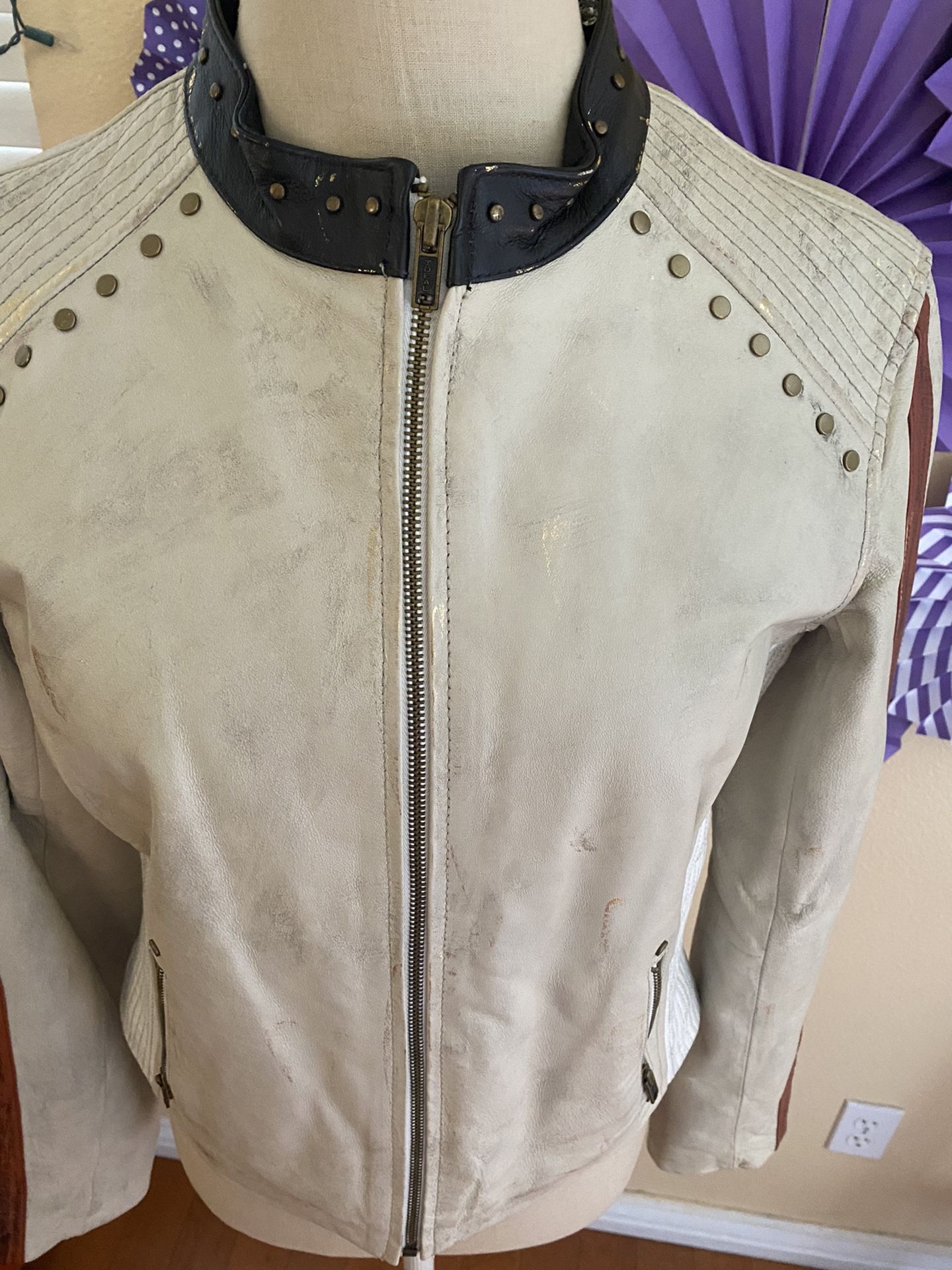 Genuine Leather Motorcycle Jacket womens Medium