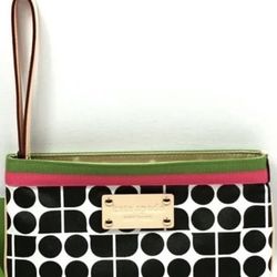 Kate Spade Zippered Chrissy Renwick St Noel Wallet Bag / Pink Black Green [FF]