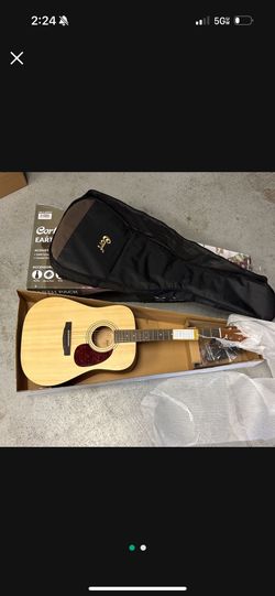 Cort Acoustic Guitar Earth Pack Bundle w/ Cort E300C Tuner, Picks, Straps & Case