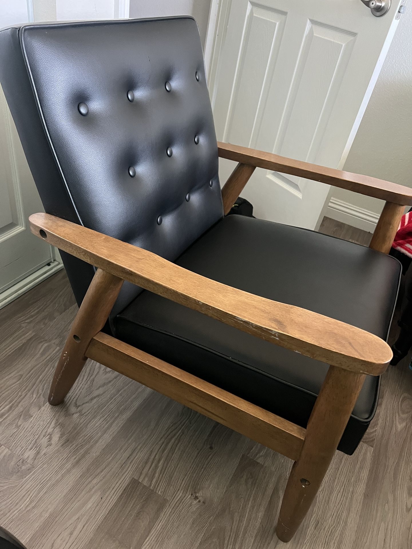 Black Faux Leather Armchair