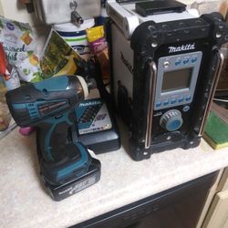 Makita Impact Drill Charger And Radio With 1 Battery