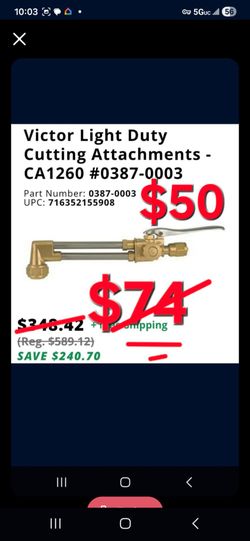 Victor Light Duty Cutting Attachment CA1260 #0(contact info removed)